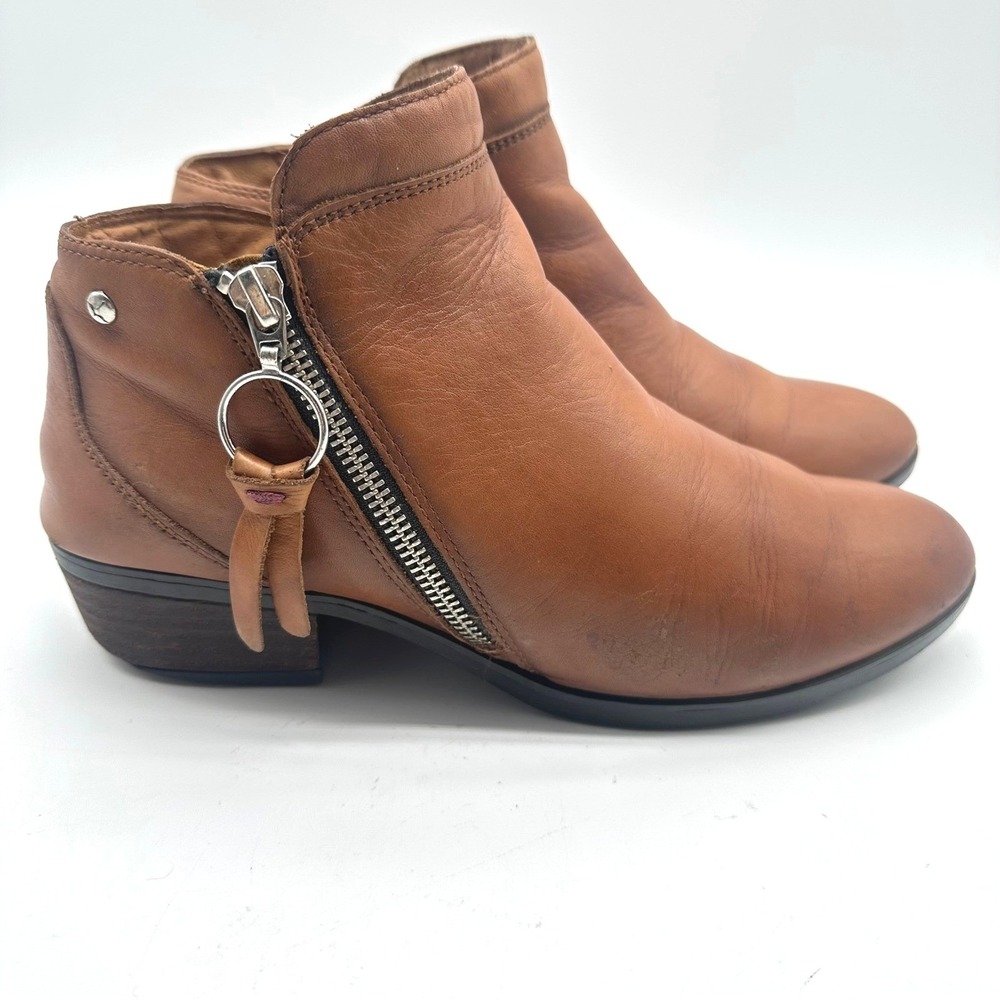 Pikolinos Daroca Brown Tan Leather Tassel Ankle Side Zip Women Boots 38/7.5